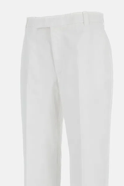 Thom Browne Cotton Trousers Straight Leg Back Pockets In White