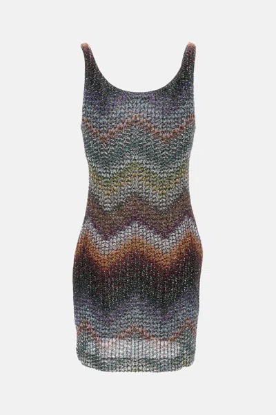 Missoni Zigzag Metallic Sequin Caperdoni Knit Minidress In Multi