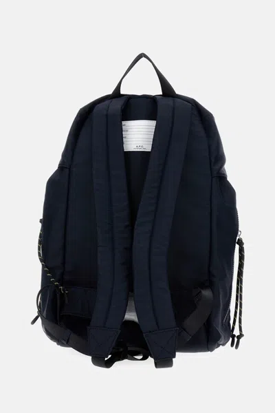 Apc A.p.c. Navy Blue Backpack With Flap Closure And Logo Applique In Blue