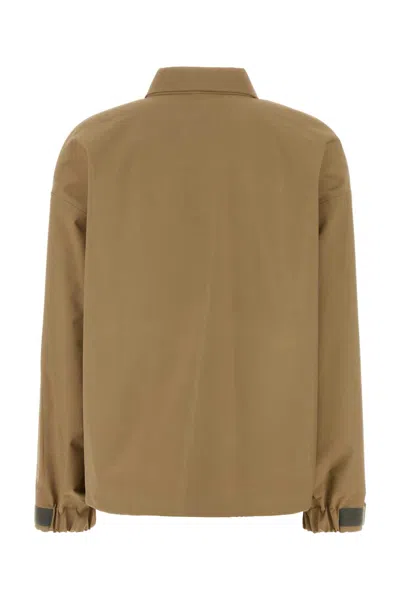 Miu Miu Tech Fabric Windbreaker Jacket Collared Design In Brown