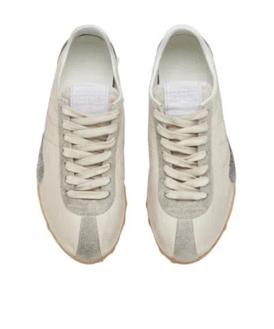 Maison Margiela Sprinters Beige Sneaker With Insert Design And Notched Sole In Leather Woman In Multi