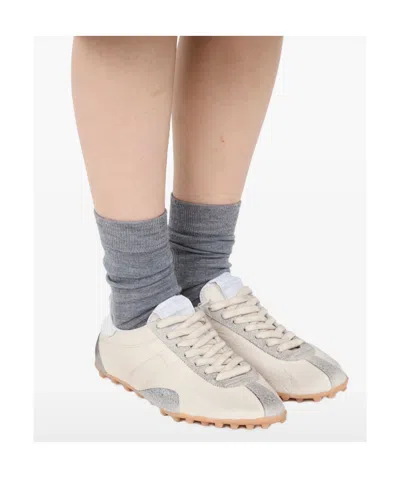 Maison Margiela Sprinters Beige Sneaker With Insert Design And Notched Sole In Leather Woman In Multi