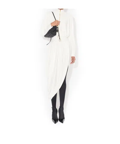 Alaïa Draped Mockneck Jersey Jacket In White