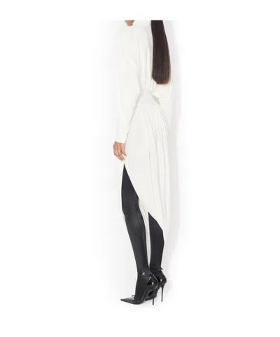 Alaïa Draped Mockneck Jersey Jacket In White