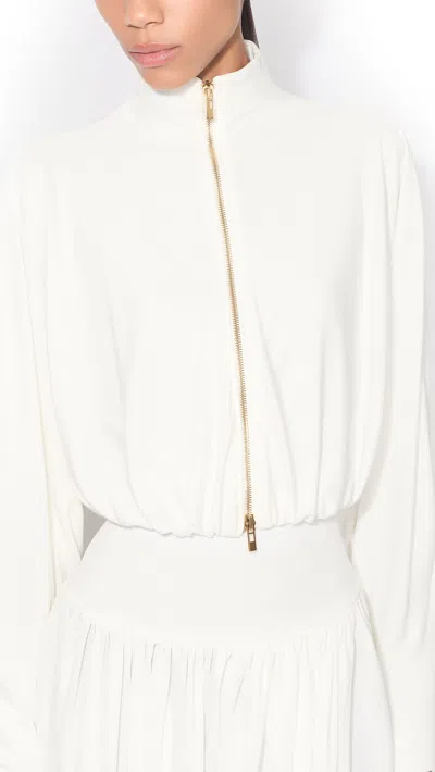 Alaïa Draped Mockneck Jersey Jacket In White