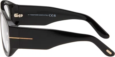 Tom Ford Black Blue Block Pilot Glasses In Black