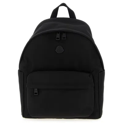 Moncler Pierrick Nylon Backpack Large Front Pocket In Black