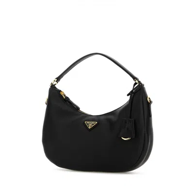 Prada Black Leather Handbag In Black