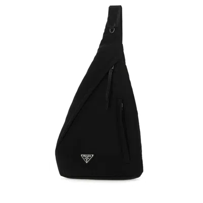 Prada Re-nylon Logo-plaque Backpack In Black
