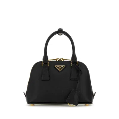 Prada Mini Promenade Leather Top Handle Bag In Black