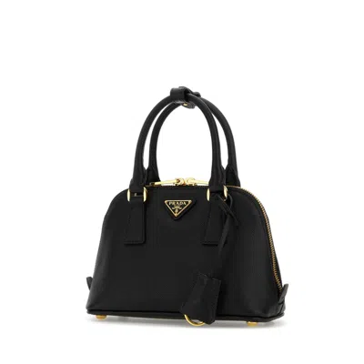 Prada Mini Promenade Leather Top Handle Bag In Black