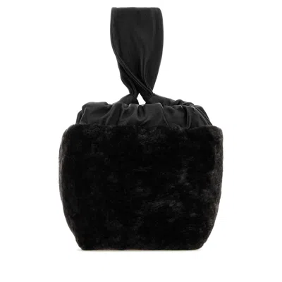 Jil Sander Drawstring Leather Bucket Bag In Black