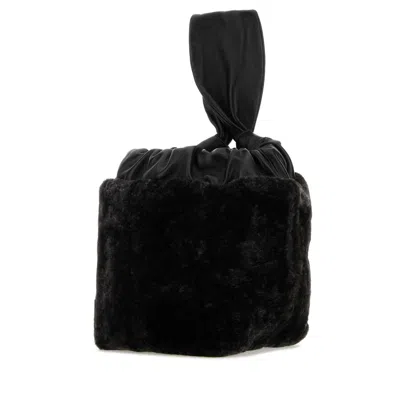 Jil Sander Drawstring Leather Bucket Bag In Black