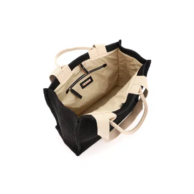 Marni Large Raffia Effect Tote Bag In Black