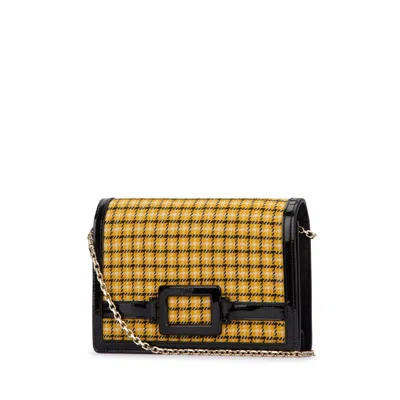 Roger Vivier Structured Tweed Shoulder Bag In Yellow