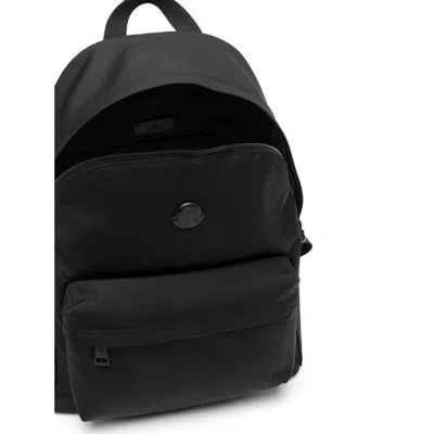 Moncler Pierrick Nylon Backpack Large Front Pocket In Black