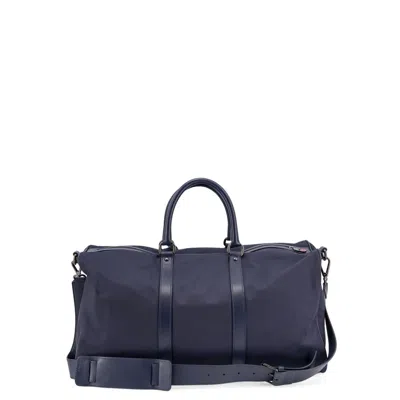 Kiton Nylon Duffel Bag With Leather Inserts In Blue