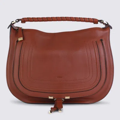 Chloé Shoulder Bag Gold Tone Hardware Handle In Brown