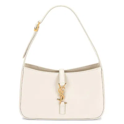 Saint Laurent Le 5 A 7 Mini Ysl Shoulder Bag In Smooth Leather In White