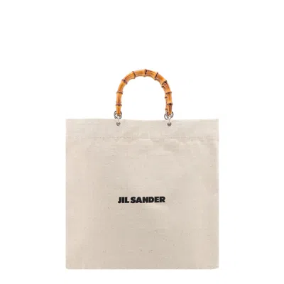 Jil Sander Bamboo Handle Tote Bag In Neutral