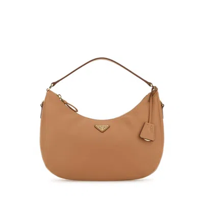 Prada Curved Handbag Gold-tone Hardware In Brown