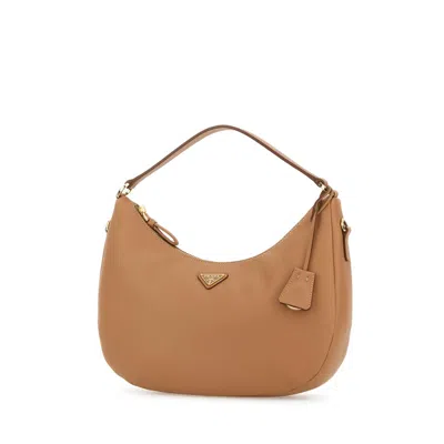 Prada Curved Handbag Gold-tone Hardware In Brown
