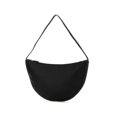 The Row Black Leather Small Izzy Shoulder Bag In Black