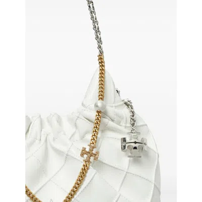 Tory Burch Mini Fleming Soft Distressed Drawstring Bag In Neutral