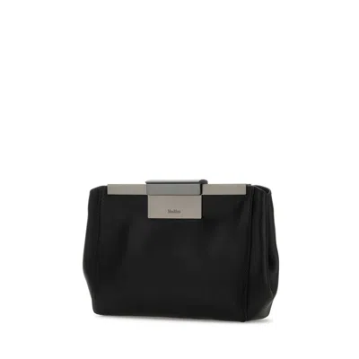 Max Mara Rectangular Shape Leather Belt Bag In Black