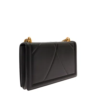 Dolce & Gabbana Devotion Bag In Nappa Leather With Metallic Ex Voto And Monogram In Black
