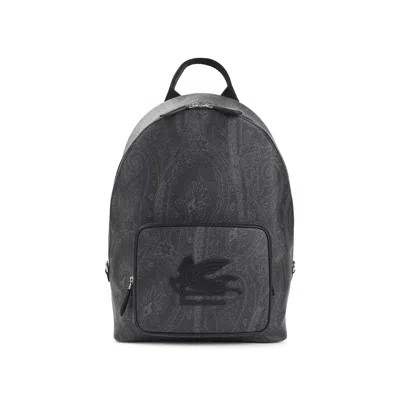 Etro Arnica Backpack Top Handle Adjustable Straps In Gray