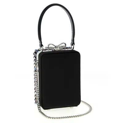 Self-portrait Mini Handbag With Multi-colored Crystal Surface And Bow Closure In Black