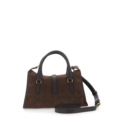 Mulberry Roxanne Brown Small Handbag With Adjustable And Removable Shoulder Strap And Two Front Pockets In Su