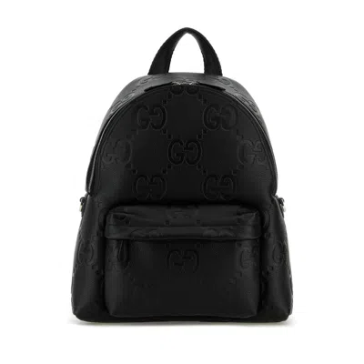 Gucci Jumbo Leather Gg Backpack With Adjustable Straps In Black