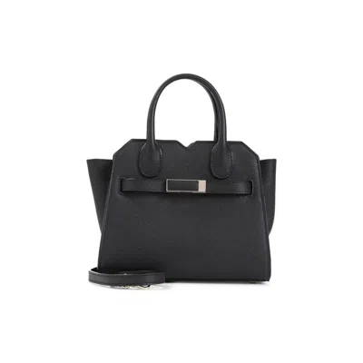 Valextra Micro Milano Leather Top Handle Bag In Black