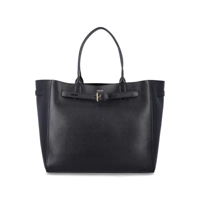 Tom Ford Audrey Large Black Leather Tote Bag In Black