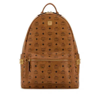Mcm Stark Side Studs Zipped Backpack In Brown
