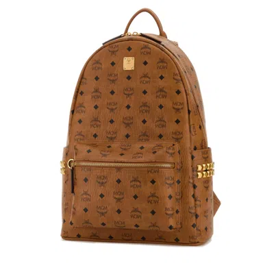 Mcm Stark Side Studs Zipped Backpack In Brown
