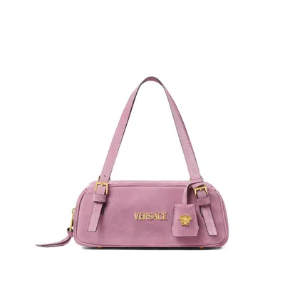 Versace Tag Bowling Shoulder Bag In Pink
