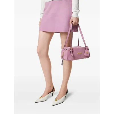 Versace Tag Bowling Shoulder Bag In Pink