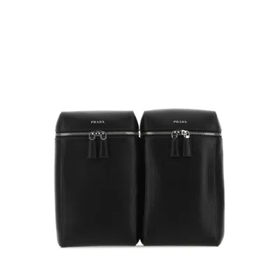 Prada Black Leather Backpack In Black