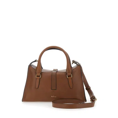 Mulberry Roxanne Brown Small Handbag With Adjustable And Removable Shoulder Strap And Two Front Pockets In Le