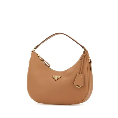 Prada Curved Handbag Gold-tone Hardware In Brown