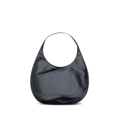 Courrèges Black Calf Leather Bos Taurus Shoulder Bag In Black