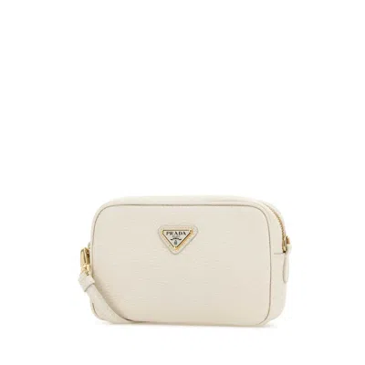 Prada White Leather Crossbody Bag In Neutral
