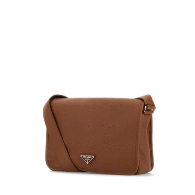 Prada Cognac-coloured Leather Shoulder Bag Men In Brown
