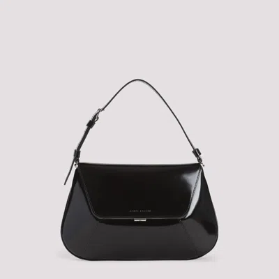 Amina Muaddi Mini Rectangular Satin Shoulder Bag In Black