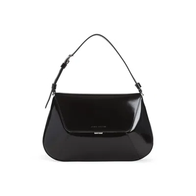 Amina Muaddi Mini Rectangular Satin Shoulder Bag In Black
