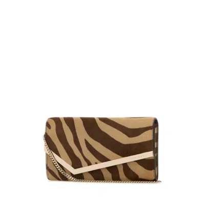 Jimmy Choo Zebra Pattern Envelope Clutch With Chain Strap In Animal Print