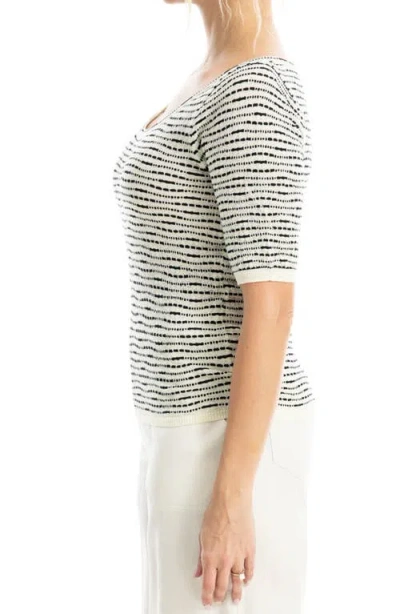 Max Studio Pattern Elbow Sleeve Sweater In Multi